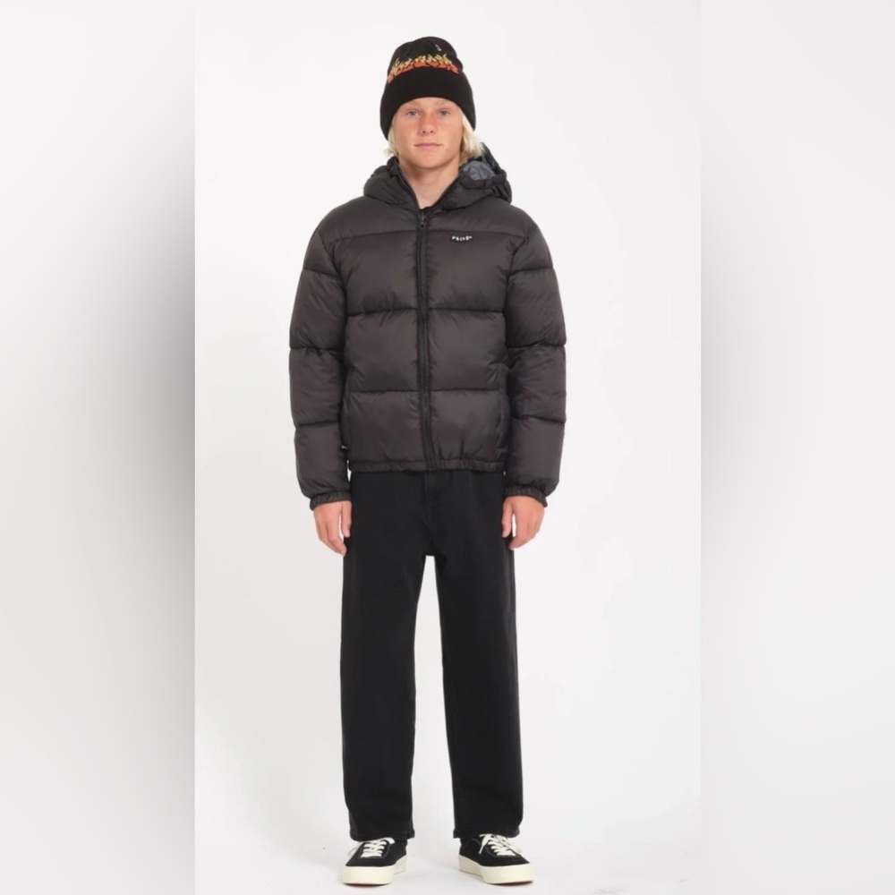 Volcom Iconic Black Hooded Puffer Jacket-Junior Size 18-20-NWT